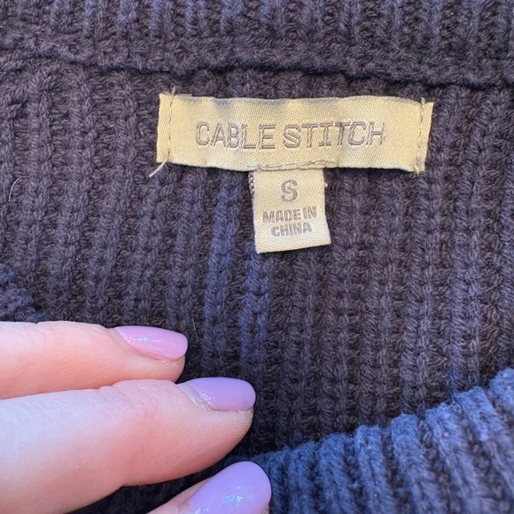 Cable Stitch Women's Stripe Sweater, Crewneck Long Sleeve Knitted Pullover Small - Picture 7 of 8